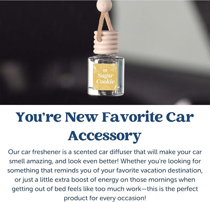 C&E Craft Co Hanging Car Air Freshener Diffuser 2 Pack, Long Lasting Fragrance Oil Car Freshener, Glass Bottle Auto Air Freshener, Made in USA (Cinnamon Sugar + Sugar Cookie)