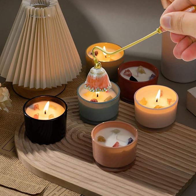 Candle Snuffer, Decorative Candle Extinguisher Snuffer with Long Handle, Elegant Metal Candle Tool for Putting Out Candle Flame Safely (Tangerine)
