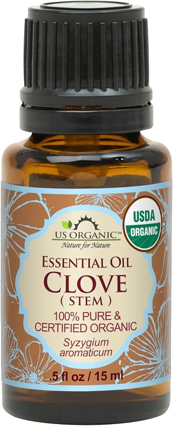 US Organic 100% Pure Clove Stem Essential Oil - USDA Certified Organic, Steam Distilled (15 ml)