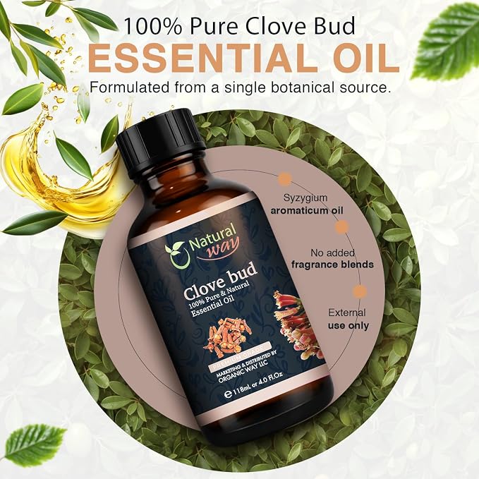 Clove Bud Essential Oil for Diffusers | Natural Aroma Oil for Home Fragrance, Humidifier & DIY Candle Making, Long Lasting Scent for Office, Bedroom & Soothing Scent 4 Fl Oz (120 mL)