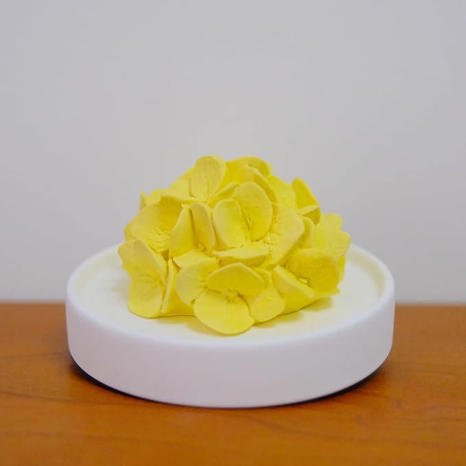 Essential Oil Passive Flower Diffuser -Non-Electric Peony Flower Porcelain Aromatherapy Diffusers for Small Mini Room, Desk Decorative, Bathroom (Yellow, Hydrangea)