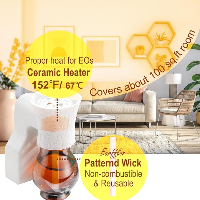 Pluggable Oil Diffuser & EO Blend, Sweet Rum (1 fl.oz), 30 Days' Strong Natural Creamy Fresh Odor Masking Scent Plug in Air Freshener Non-Toxic Chemical-Free Make Home Smell Good Fragrance