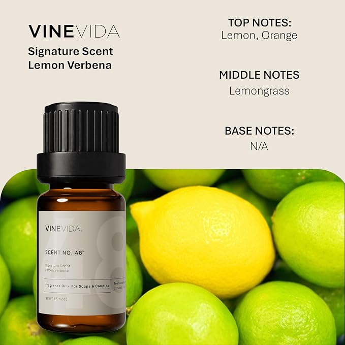 VINEVIDA [0.33oz] Lemon Verbena Fragrance Oil for Soap Making Scents for Candle Making, Perfume Oils, Soy Candles, Home Scents Oil Diffusers, Bath Scent Bomb Oils, Linen Spray, Lotions, Car Freshies