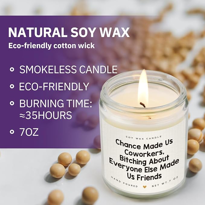 SteadStyle Funny Coworker Gifts for Women Men - Leaving, Farewell, Going Away, Retirement, New Job, Birthday Gifts for Coworker, Work Bestie, Lavender Scented Soy Wax Candle 7oz