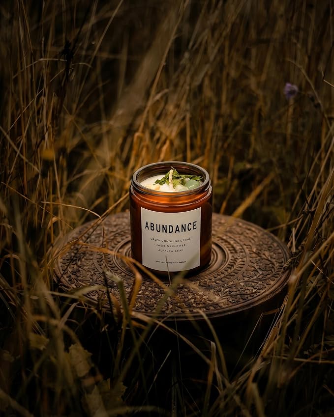 Natural Crystal Candle,Abundance, Crystal Ritual, Spiritual, Money Prosperity, Candle Spell.(Abundance)