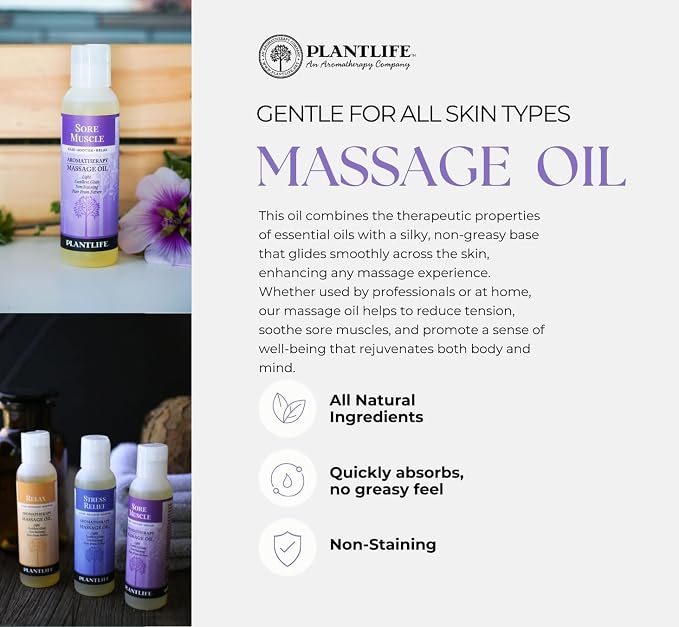 Stress Relief Aromatherapy Massage Oil - 4oz