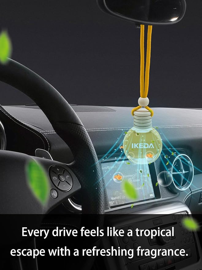 Ikeda Car Air Freshener: Hanging Car Smell Air Freshener | 10ml Hanging Car Perfume | Long Lasting Fragrance | Strong Scents Diffuser for Auto Home (Hami-melon)