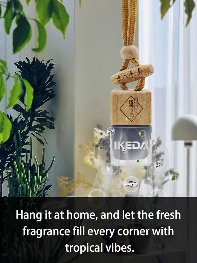 Ikeda Car Air Freshener: Hanging Car Smell Air Freshener | 10ml Hanging Car Perfume | Long Lasting Fragrance | Strong Scents Diffuser for Auto Home (New Car|Square)