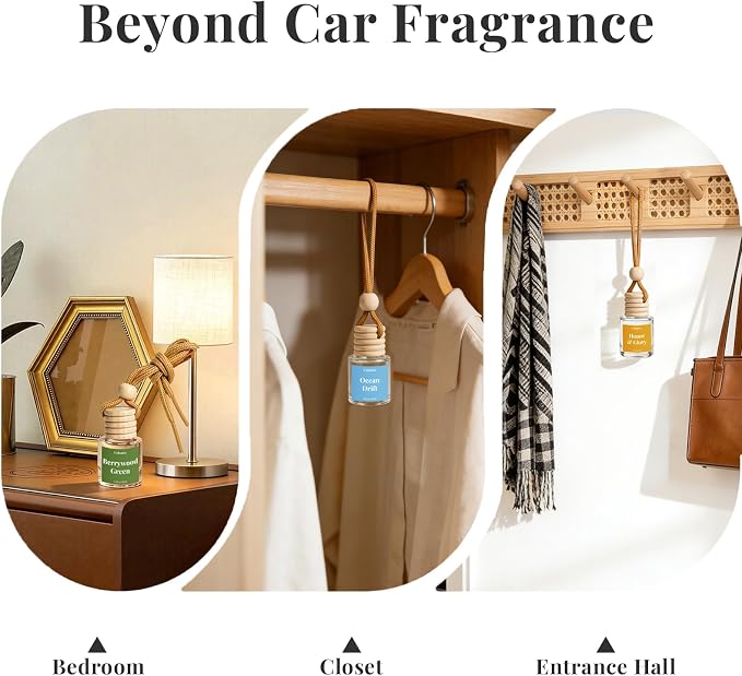 Car Air Fresheners, Colomix Hanging Car Freshener Diffuser Inspired by Hotel Marriott, Long lasting Car Odor Eliminator 2 Packs, Car Freshener Accessories for Rearview Mirror