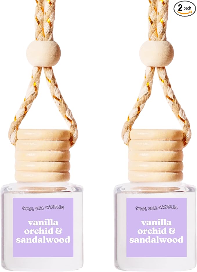 COOLGIRLCANDLES Vanilla Orchid Sandalwood Car Hanging Fragrance Oil Air Freshener for Essential Oils, Scents Aromatherapy Automobile Diffuser, Long Lasting Bottle