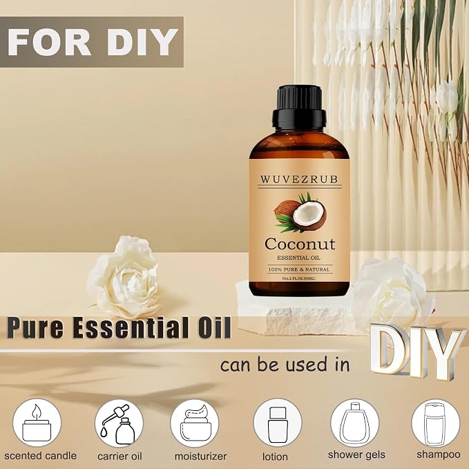 Coconut Essential Oils, 60ML Pure and Natural Essential Oil for Aromatherapy Diffuser - Coconut /2 Fl Oz