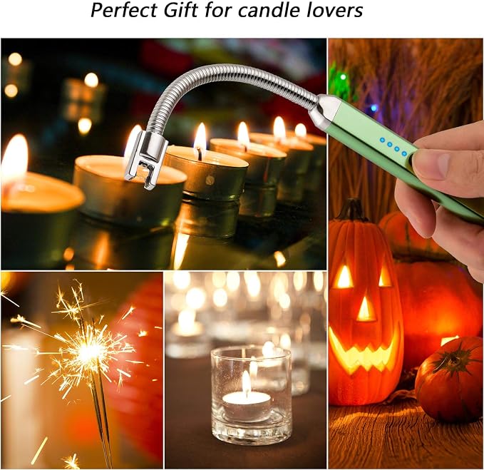 MEIRUBY Electric Candle Lighter, Valentine's Day Gifts for Women Mom Men Wife, USB Arc Rechargeable Windproof Long Lighter for Candle BBQ Birthday Housewarming Gift Idals