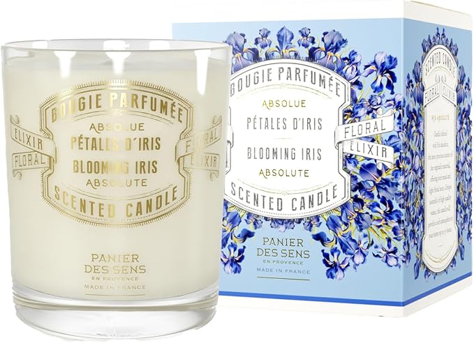 Panier des Sens Iris Candle - Hand-Poured in Provence, France - Long Lasting Scented Candles - up to 55 Hours Burn Time - Iris Scented Candle - 100% Natural Cotton Wick - 6.3 oz