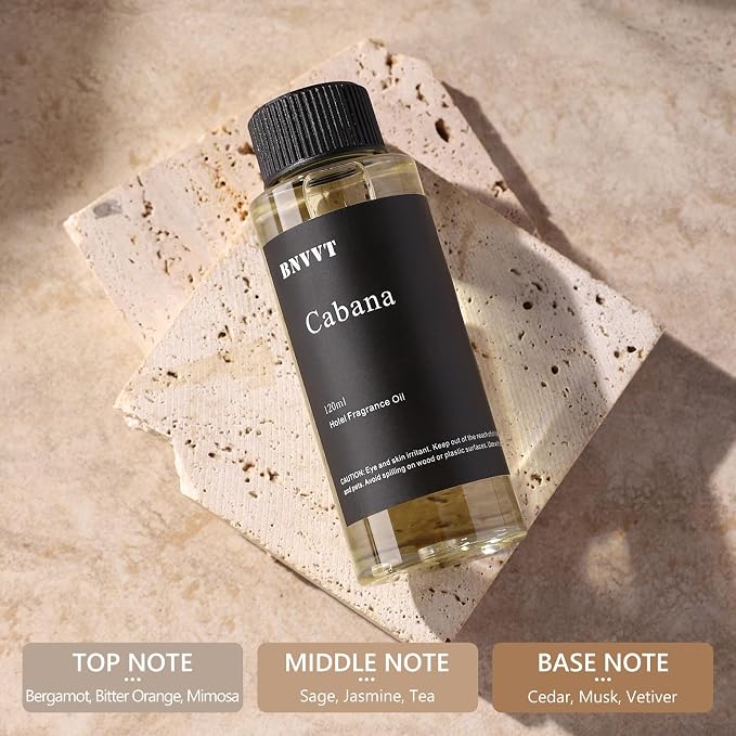 Hotel Diffuser Oil Cabana - The Iconic 5-Star Hotel Coastal Blend - Lemon Bergamot Sea Breeze - 120 mL Premium Fragrance Oil for Ultrasonic and Waterless Diffusers and Crafting