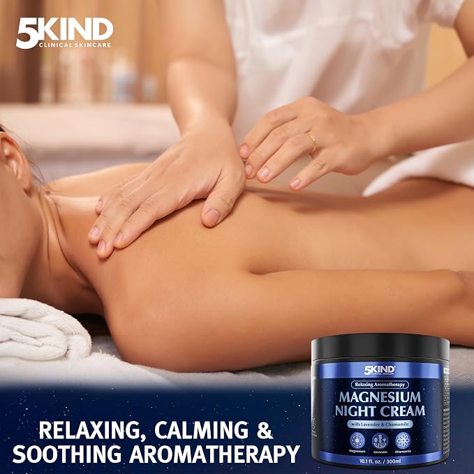 5Kind Magnesium Lotion for Sleep 10.1 fl oz - Magnesium Sleep Cream - Topical Magnesium Cream - Relaxing Lavender & Chamomile Magnesium - Infused with Lavender Essential Oils - Natural Sleep Aid