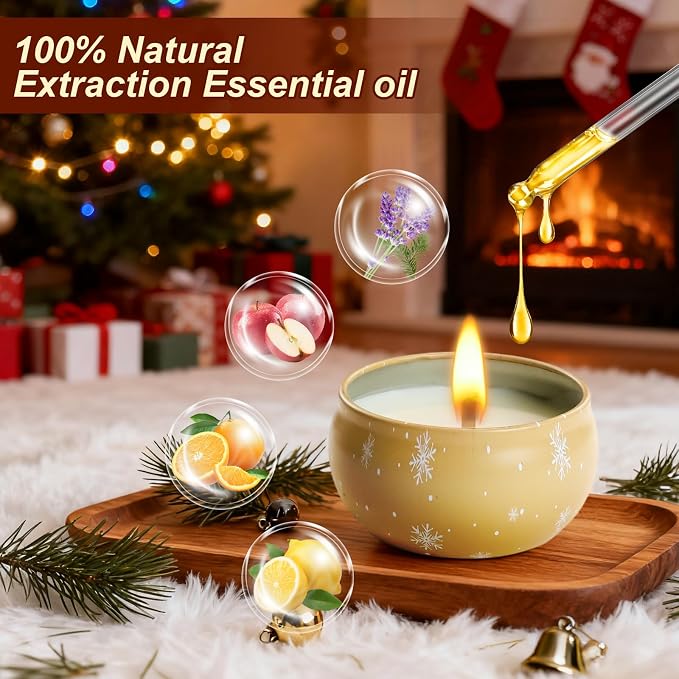 Christmas Scented Candle Gift 6 Pack, Christmas Candles for Home Scented, 100% Natural Soy Wax Long Lasting Jar Aromatherapy Candle Gifts for Mother's Day