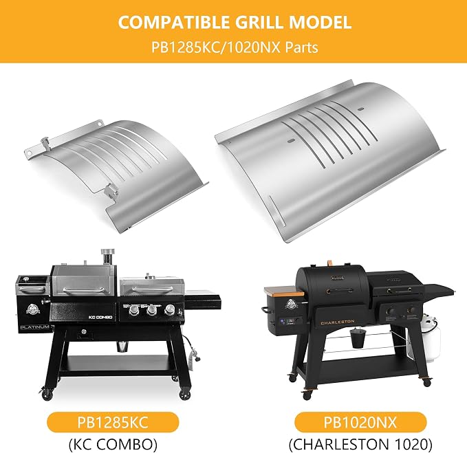 Flame Broiler Kit for Pit Boss Platinum KC Combo Charleston 1020 Combo Series Grill,Heat Diffuser Compatible with Pit Boss Replacement Parts PB1285KC/PB1020NX,Includes Main Plate and Slide Cover