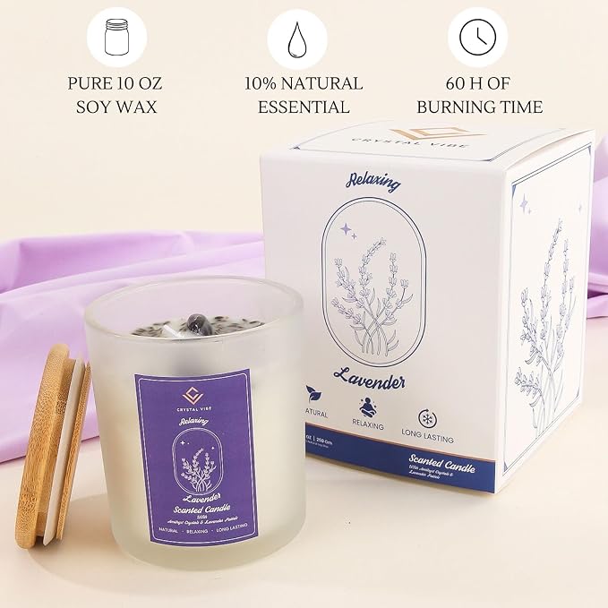 Crystal Vibes Scented Candle for Aromatherapy & Meditation | Long-Lasting Fragrance | Relaxing Home Décor | Stress Relief & Calm Ambience