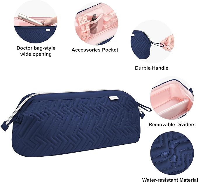 Leudes Hair Tools Travel Bag for Shark Flexstyle Carrying Case Portable Shark Hair Air Wrap Dryer Case Waterproof Dustproof Flat Curling Iron Travel Organizer (Blue+Heat Resistant Mat)