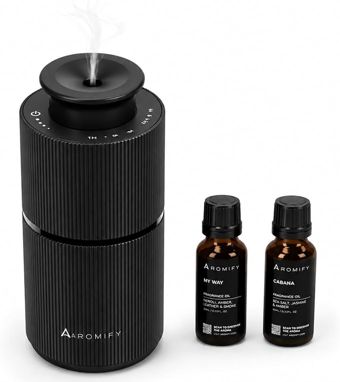Studio Waterless Diffuser, Essential Oil Diffuser Starter Kit with My Way & Cabana Oils Included, 500 Sq Ft Coverage, Portable & Rechargeable, Cold Air Diffuser for Home, Office & Car