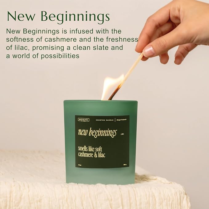 Benevolence LA New Beginnings Scented Candles | 10 oz, 40-50 Hour Burn, New Home Candle | House Warming Gifts for Women, Friends | Gift Idea for Promotion, Retirement - Notes of Cashmere & Lilac
