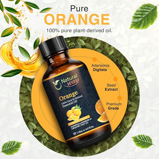 Essential Oil | Pure Aromatherapy Oil for Diffusers, Hair Growth, Skin, Scalp Care, Massage | Refreshing Hair Oil for Women & Men | Natural Essential Oil for Diffuser (Orange)
