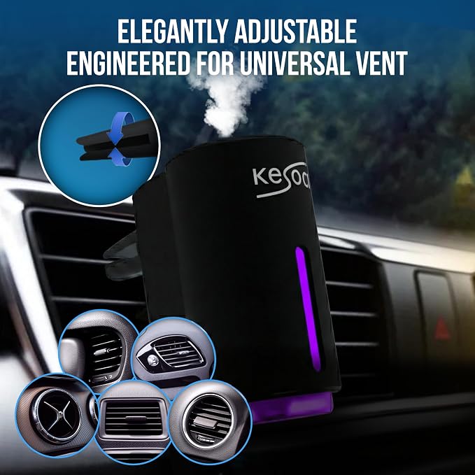 Smart Car Air Freshener: Revolutionary Smart Car Diffuser Vent Clip with 3 Exclusive 10 ml Fragrances (Black (Fresh Essence Collection))