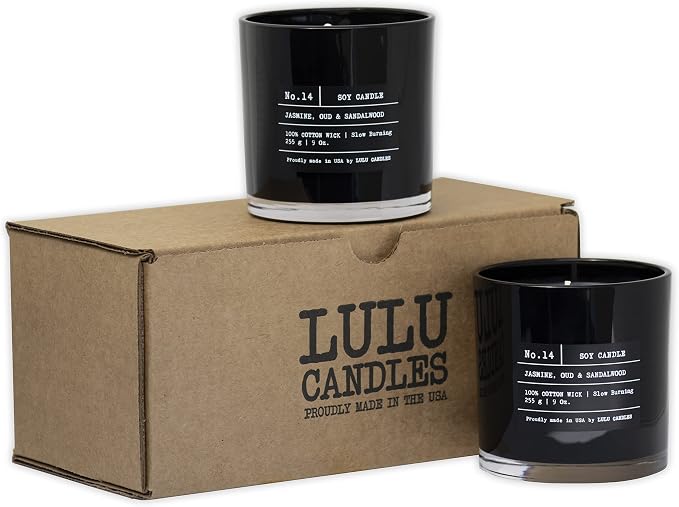 Lulu Candles | Tobacco, Spice & Vanilla | Luxury Scented Soy Jar Candle | Hand Poured in The USA | Highly Scented & Long Lasting (9 Oz. 2 Pack)