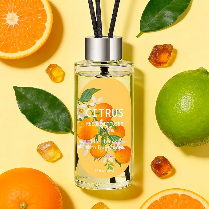 Reed Diffuser Set of 3, Eucalyptus, Linen & Citrus Scented Oil Diffusers with 15 Reeds, Long-Lasting Home Fragrance for Bedroom & Bathroom Decor, 1.7 fl oz Each, Total 5.1 oz