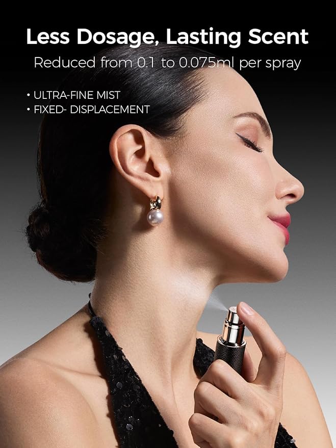 Travalo AQUA Refillable Perfume Atomizer, 5ml Travel Perfume Bottle with Easy Bottom Refill, Leak-Proof Mini Cologne Sprayer, TSA-Approved Pocket Fragrance Spray for Women & Men,1 Piece (Black)