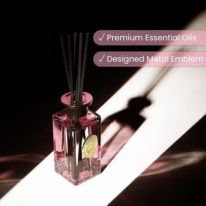 M&SENSE 6.3 oz Large Reed Diffuser Set | Ginger & Ylang Ylang Scent Oil Diffuser with Sticks | Hotel Collection Non-Toxic Essential Oil |for Bedroom Bathroom Living Room