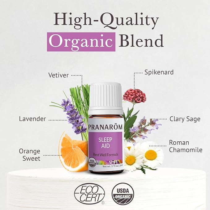 Pranarom - Sleep Aid Essential Oil Blend, Diffuser Oil for Sleep Support, Aromatherapy Oils, Oils for Diffuser for Home, Diffuser Oils with Lavender, Clary Sage, and Spikenard, 2 Pack of 5mL