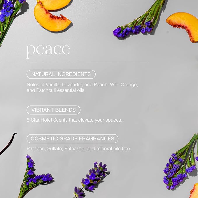 Doctor Aromas Oil Diffuser Essential Oil Blend Refill – Premium Aromatherapy & Home Fragrance, Scent of Vanilla, Lavender & Peach, 3.4 fl oz (100 ml) (Peace)