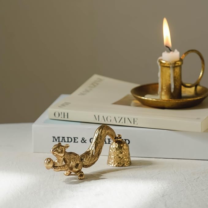 NIKKY HOME Candle Snuffer, Vintage Candle Extinguisher with Squirrel Decorative Metal Candle Snuffers with Long Handle Candles Accessory Candles Accessories Gift