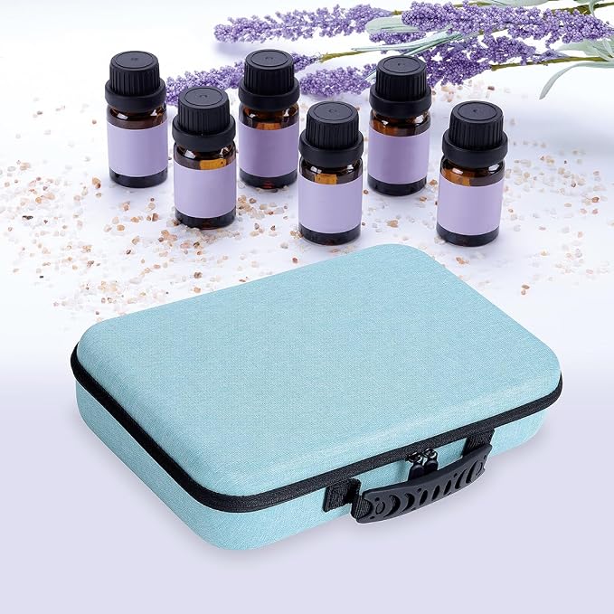 Essential Oils Carrying Case Holds 60 Bottles with Detachable Pad, Sky Blue