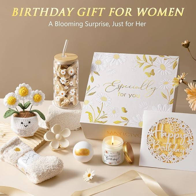 Birthday Gifts for Women Friendship, Womens Gifts for Birthdays Unique Happy Birthday Gift Basket for Best Friends Mom Sister Teen Girls Her Wife Girlfriend Coworker, Self Care Package Spa Gift Set