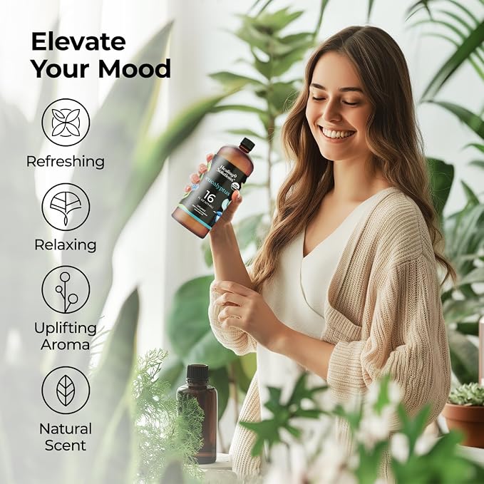 Healing Solutions Organic Eucalyptus Essential Oil 16 Fl Oz – Pure Eucalyptus Oil for Diffusers, Sprays, and Candle Making