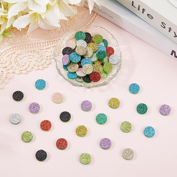 SUNNYCLUE 100Pcs Essential Oil Refill Pad Perfume Pads 15 x 3mm Random Colorful Cotton Flat Round Aromatherapy Microfibre Locket Necklace Replacement Refills Diffusers for Bracelet Car Home Supplies