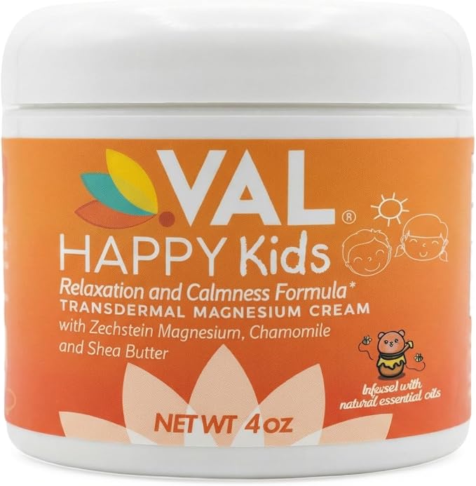 VAL Magnesium Cream for Kids | Relaxation for Daytime & Bedtime Routine | Gentle Zechstein Magnesium Chloride | Calm & Mood Support | with Chamomile, Shea Butter & Essential Oils | USA Made | 4oz