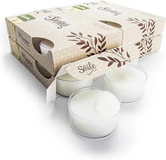 Pure Gardenia Premium Tealight Candles Bulk Pack - Highly Scented with Essential & Natural Oils - 24 White Tea Lights - Beautiful Candlelight - Made in the USA - Flower & Floral Collection