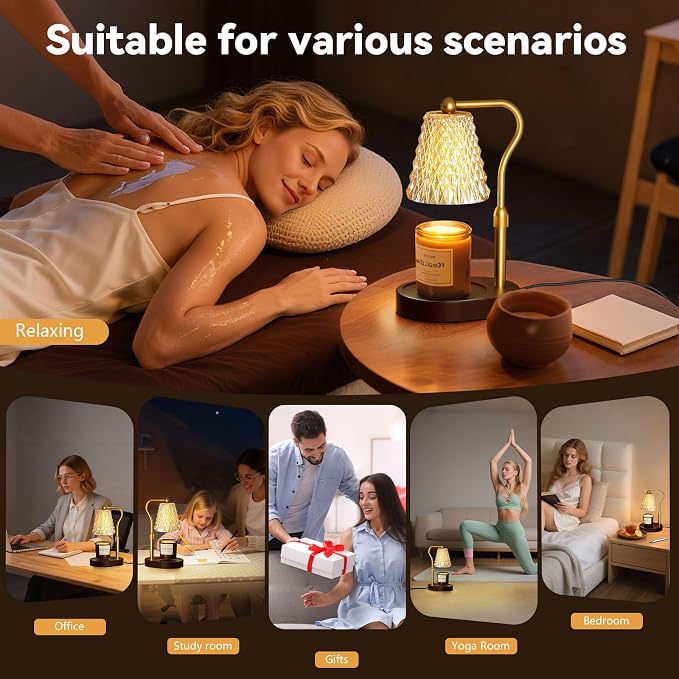 Candle Warmer Lamp with Timer Dimmable, Birthday Gifts for Women Mom, House Warming Gifts New Home Decor, Wax Melt Warmer for Jar Candles with 2 Bulbs