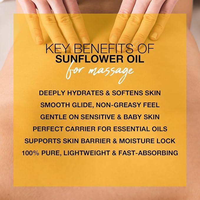 100% Pure High Oleic Sunflower Oil for Skin & Hair, Premium Carrier Oil for Massage, DIY Soap Making & Scalp Care Non-Greasy Fast Absorbing - 1 fl oz (30ml)