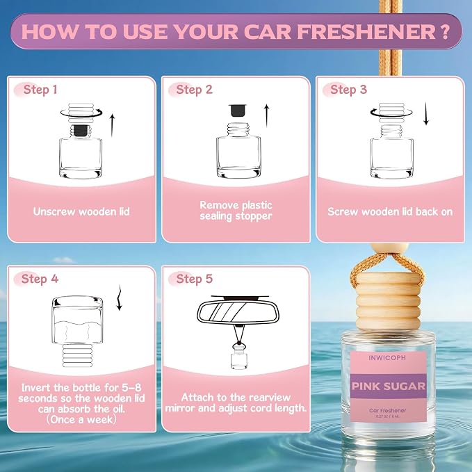 Car Air Freshener Diffuser Hanging, Pink Sugar Fragrance Oil