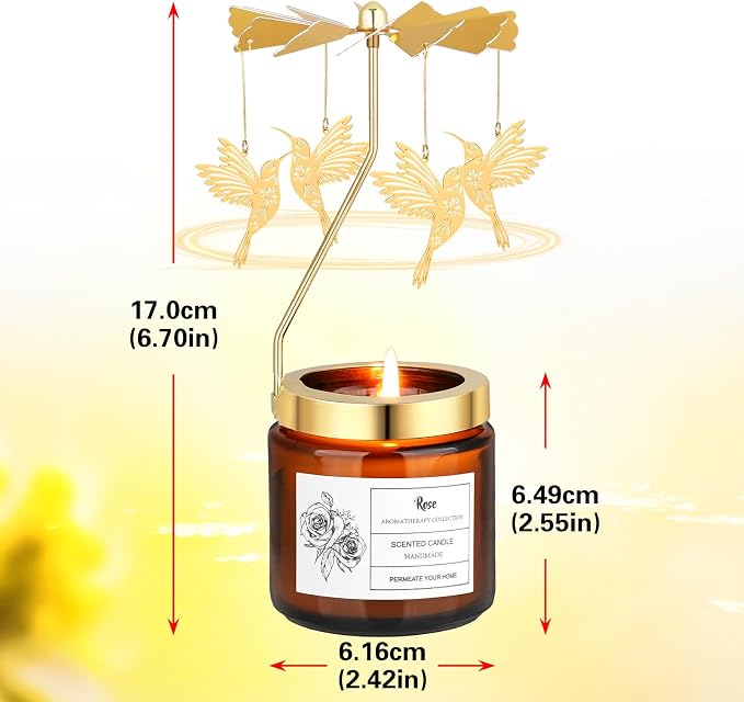 Rotatable Rose Scented Candle Gifts, Hummingbird Gifts for Women