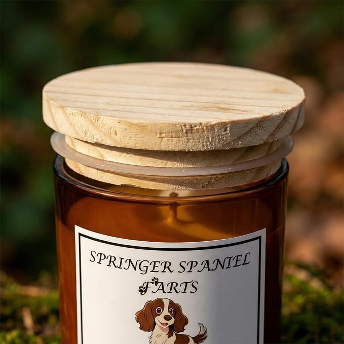 Springer Spaniel Gifts for Women | Birthday Gifts for Mom | Light When Dog Farts Candle | Cedar By Natural Soy Wax | Pet Safe Friendly Memorial Candles for Home Scented Household Essentials