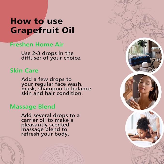 GM Gumili Grapefruit Essential Oil 1 Oz - 100% Pure Grapefruit Oil for Skin, Hair, Diffuser & Cleaning, Natural Citrus Aroma