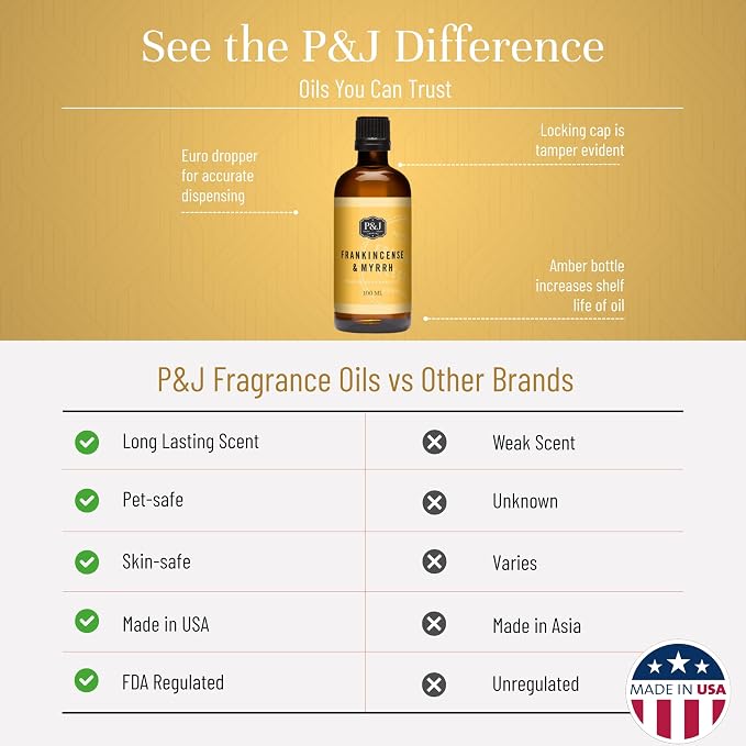 P&J Trading - Frankincense & Myrrh Scented Oil 100ml - Fragrance Oil for Candle Making, Soap Making, Diffuser Oil