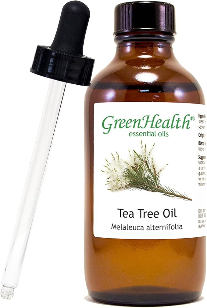 GreenHealth Tea Tree Essential Oil 4 fl oz (118 mL) – 100% Pure & Undiluted Melaleuca Alternifolia Oil – Amber Glass Bottle with Premium Glass Dropper – Aromatherapy, Diffuser, Soap & Candle Making