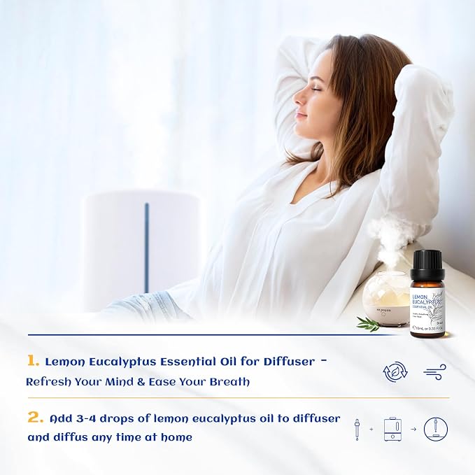 HIQILI Lemon Eucalyptus Oil, for Spary, Diffuser, Indoors, Outdoors, Garden, Yard,- 0.33 Fl Oz