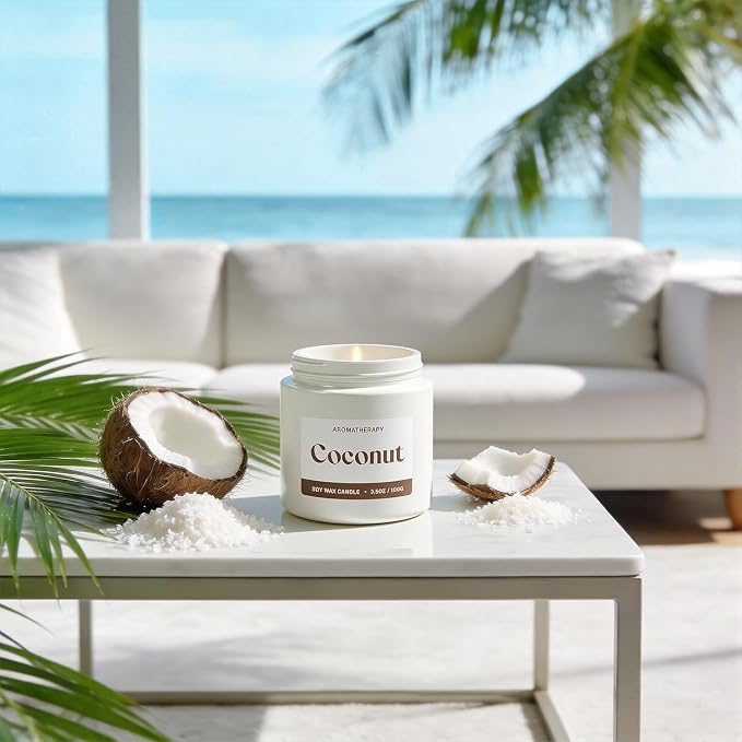 Coconut Scented Candles for Women, Soy Candle Gift Set, Tropical Coconut Candles, 2 Pack Aromatherapy Candles for Relaxing, Summer Home Decor